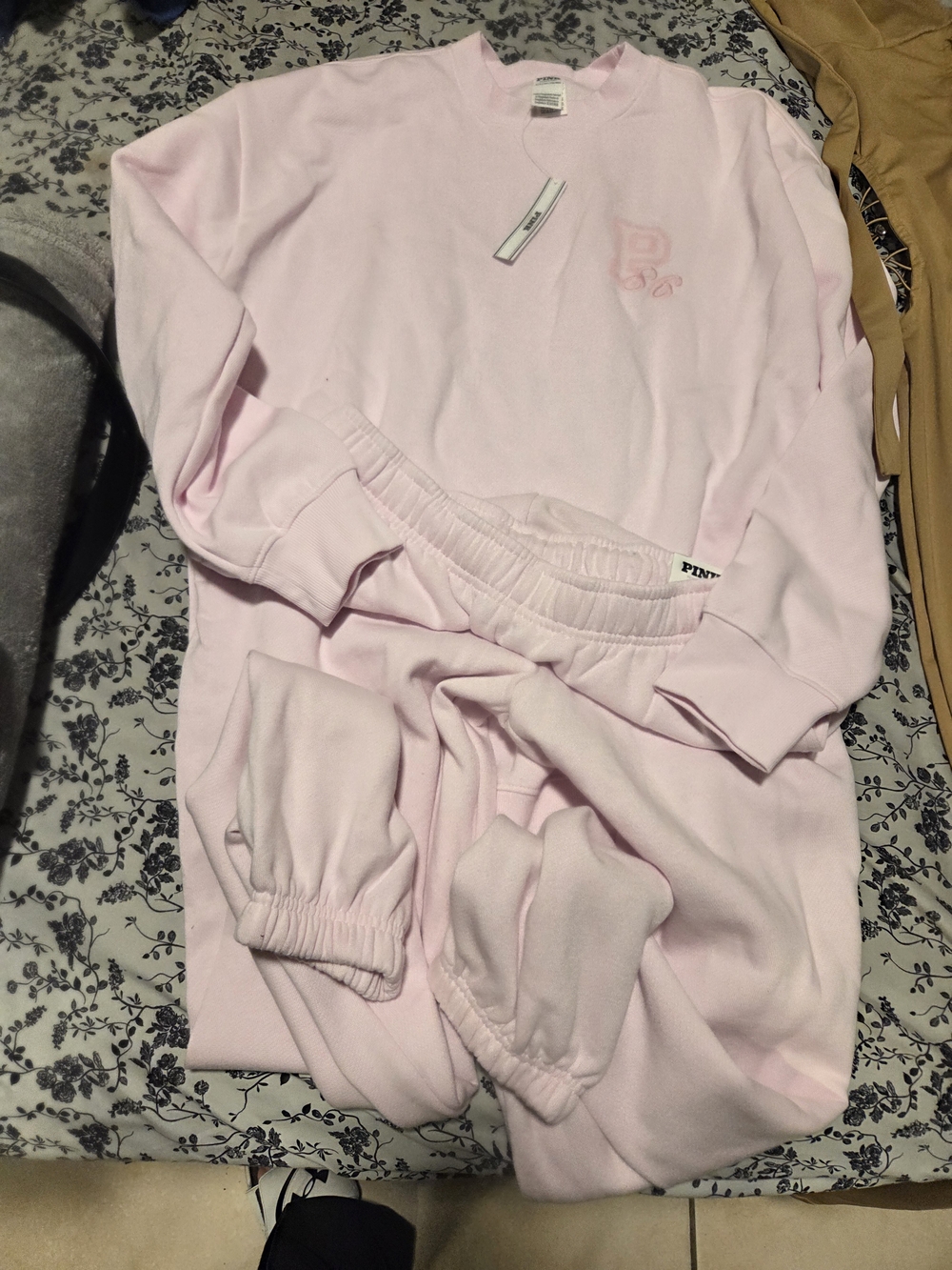 PINK Victoria's Secret Light Pink Sweatshirt & Jogger Set